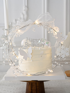 圣诞节蛋糕装饰网红仙女水晶蝴蝶圆环摆件 Merry Christmas插件