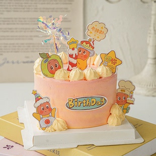 网红许愿蜡烛星星人蛋糕装饰摆件祝你开心ins风雨丝儿童甜品插件