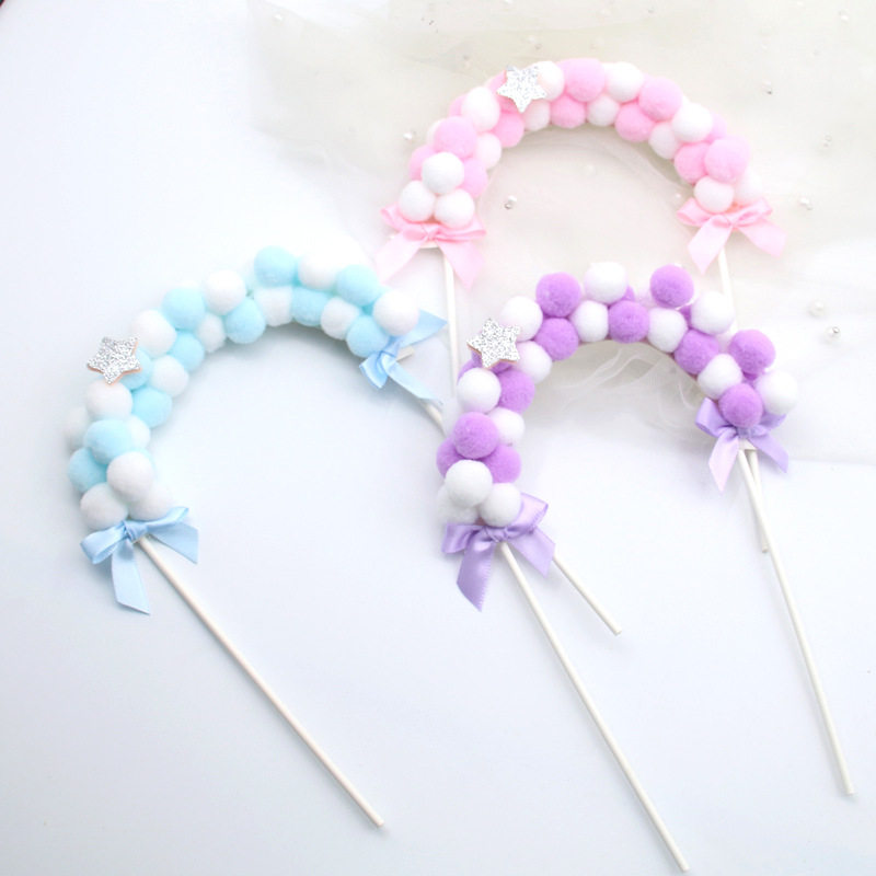 网红款ins蛋糕装饰毛球拱门插件 生日快乐烘焙蛋糕场景装扮摆件,节庆用品/礼品,节日装扮用品,淘宝优惠券,粉丝福利购,淘宝优惠卷