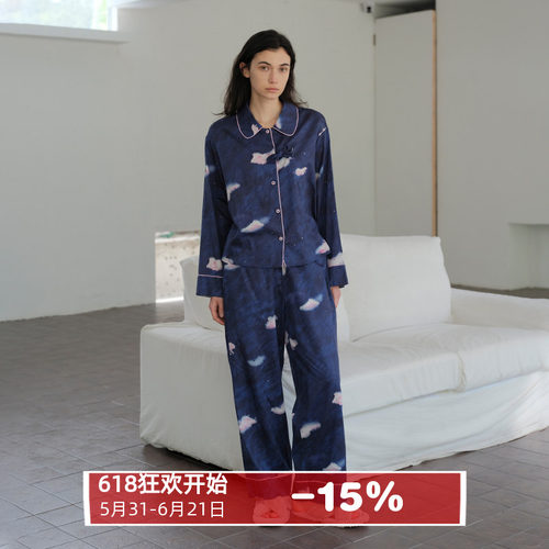 朵朵可可女贡缎纯棉印花睡衣套装