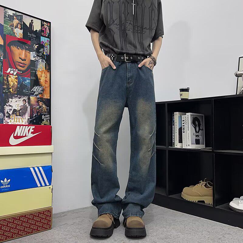 美式复古蓝色牛仔裤女春秋宽松直筒休闲阔腿裤2025新款高品质