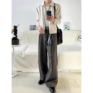 型直筒阔腿双褶Cleanfit休闲西裤 花纱TR A字版 男跨境B059 长裤