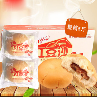 豪广源红豆沙夹心面包5斤早餐整箱红豆沙手撕面包糕点心休闲零食