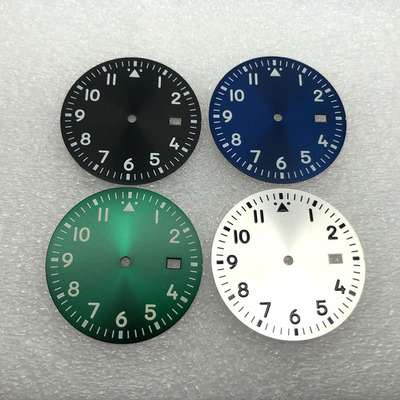 手表配件 33.8mm绿色夜光 日历表盘 适合NH35 NH36自动机械机芯用