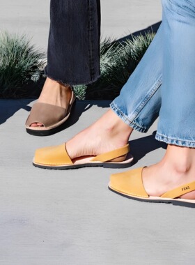 Pons西班牙原产特厚牛皮平跟手工鞋百搭夏季鱼嘴凉鞋《特价清货》