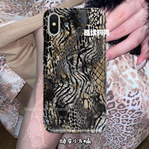 脆皮马桶蛇纹斑马纹拼接豹纹土酷帅气安卓苹果通用全包定制手机壳