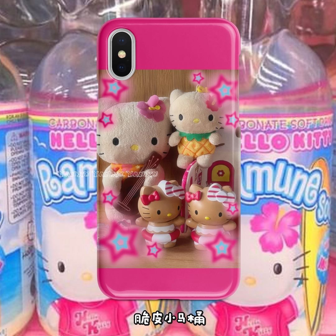 脆皮马桶粉色星星Kitty玫红色系美少女芭比粉辣妹同款手机壳