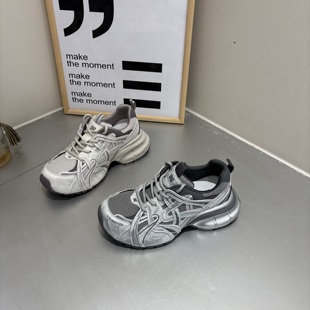 银色街拍户外潮女鞋 米新款 舒适休闲运动鞋 上新秀气老爹鞋 2026春款