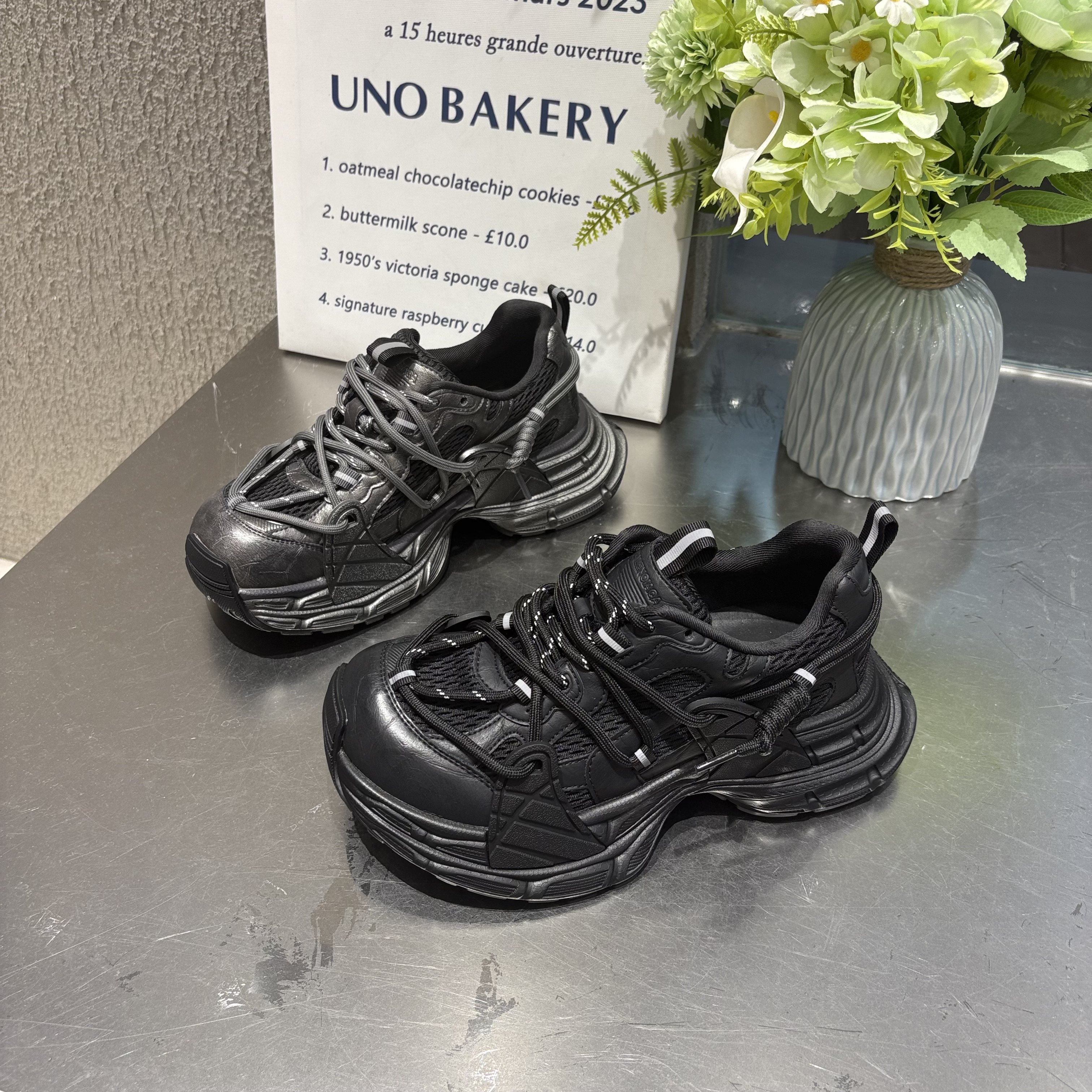 欧洲站秋季新款爱丽厚底老爹鞋真皮枪色休闲运动鞋街拍增高欧女鞋,女鞋,老爹鞋,淘宝优惠券,粉丝福利购,淘宝优惠卷