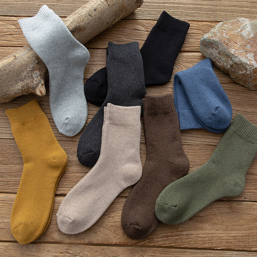 加绒加厚保暖冬季男款毛巾袜子