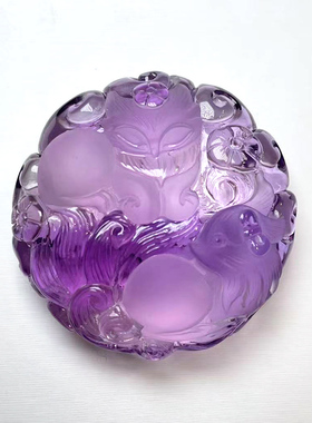 天然紫水晶九尾狐吊坠狐狸项链女款桃花狐仙项坠九紫离火毛衣链