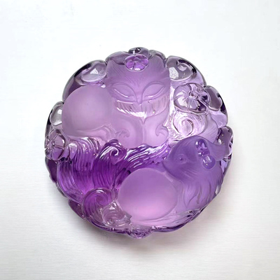 天然紫水晶九尾狐吊坠狐狸项链女款桃花狐仙项坠九紫离火毛衣链