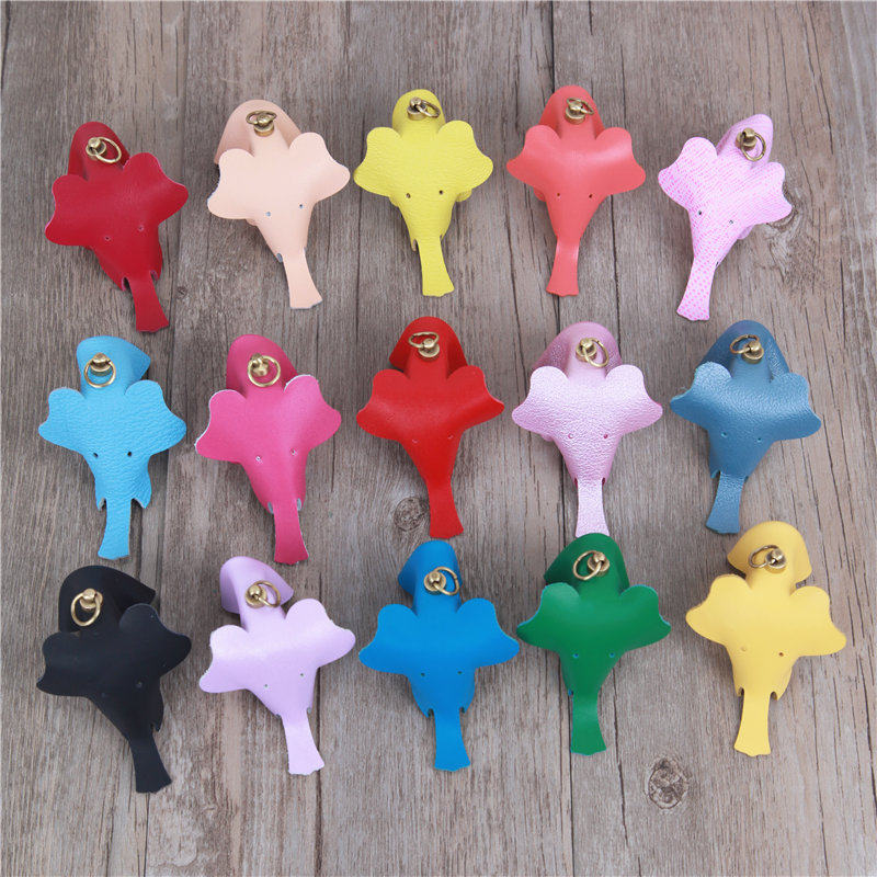 手工diy皮艺皮革辅料材料包真皮彩色大象小象挂饰配饰