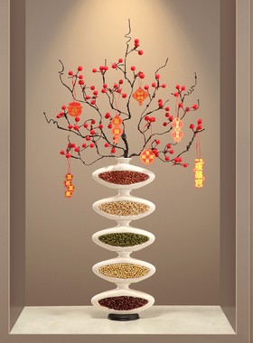 陶瓷五谷丰登杂粮摆件花瓶竖高