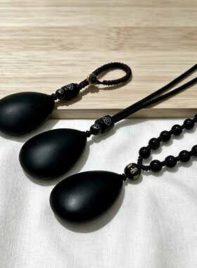 天然黑曜石磨砂平安扣吊坠男女士款本命年礼物保平安男女挂绳项链