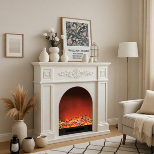 法式奶油风客厅壁炉柜室内家用取暖壁炉装饰柜仿真火焰壁炉玄关柜
