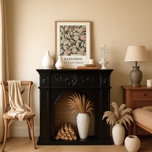 法式奶油壁炉装饰柜家用室内客厅壁炉取暖器直播间拍照背景柜玄关