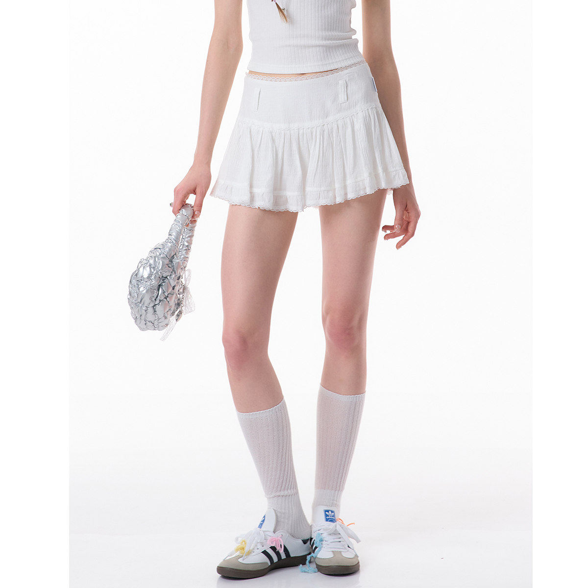 ziziFei夏季新款美式覆古高级感高腰显瘦蕾丝边a字短裙半身裙女