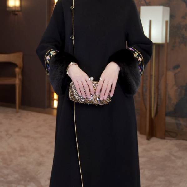 【PUHUA-朴婳】2025年秋冬新款长款旗袍长款加绒毛呢外套中式630