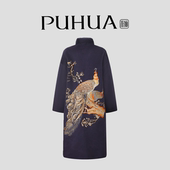 羊毛羊绒大衣329 国风重工孔雀刺绣女装 源圆专享 2025秋冬新款