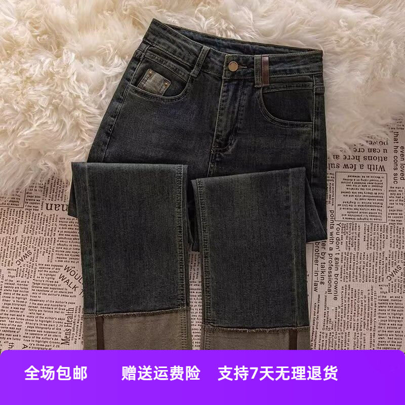 2025直筒新款牛仔裤年法棍贸易女显瘦高腰裤子潮流烟管春秋小个子