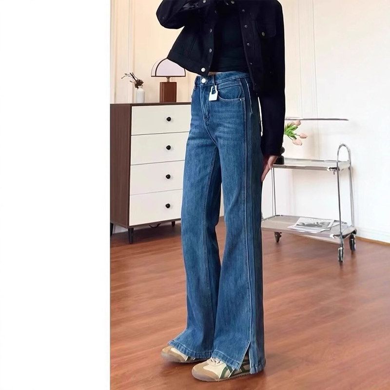 巨mm宽秋大码显瘦弹力胯牛仔裤