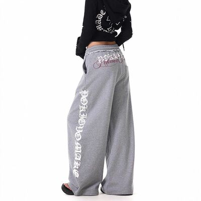 字母质量卫裤复古运动宽松美式