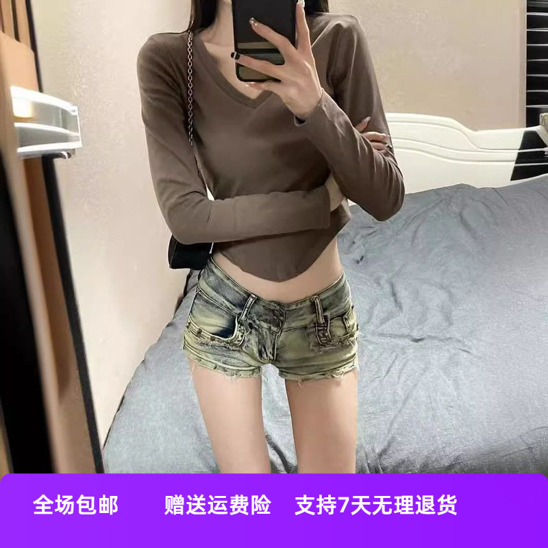 低腰牛仔超短裤热裤美式女阔腿辣妹包臀夏季2025新款柳丁修身显瘦