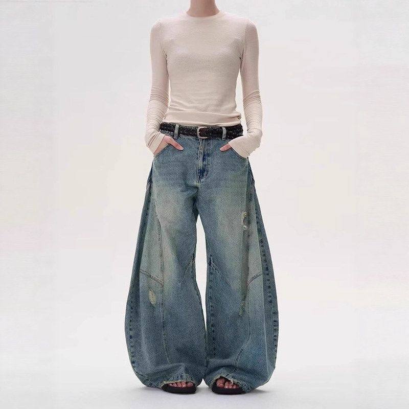 同款裤子美式浅蓝色新款水洗复古垂感时尚男女直筒阔腿牛仔裤拖地,女装/女士精品,牛仔裤,淘宝优惠券,粉丝福利购,淘宝优惠卷