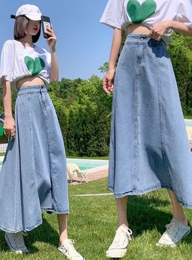 长裙子半身裙牛仔裙a新款薄款年中长款显瘦女字2025高腰伞春夏裙