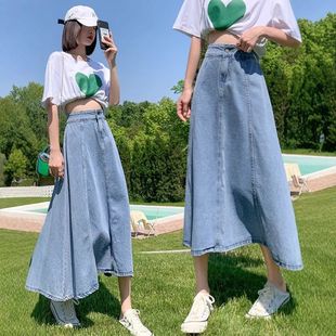 长裙子半身裙牛仔裙a新款薄款年中长款显瘦女字2025高腰伞春夏裙