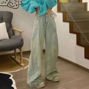 素批发代发2025泰牛仔裤 元 复古褶皱柳钉兰德 直筒流行跨境美式 爆款