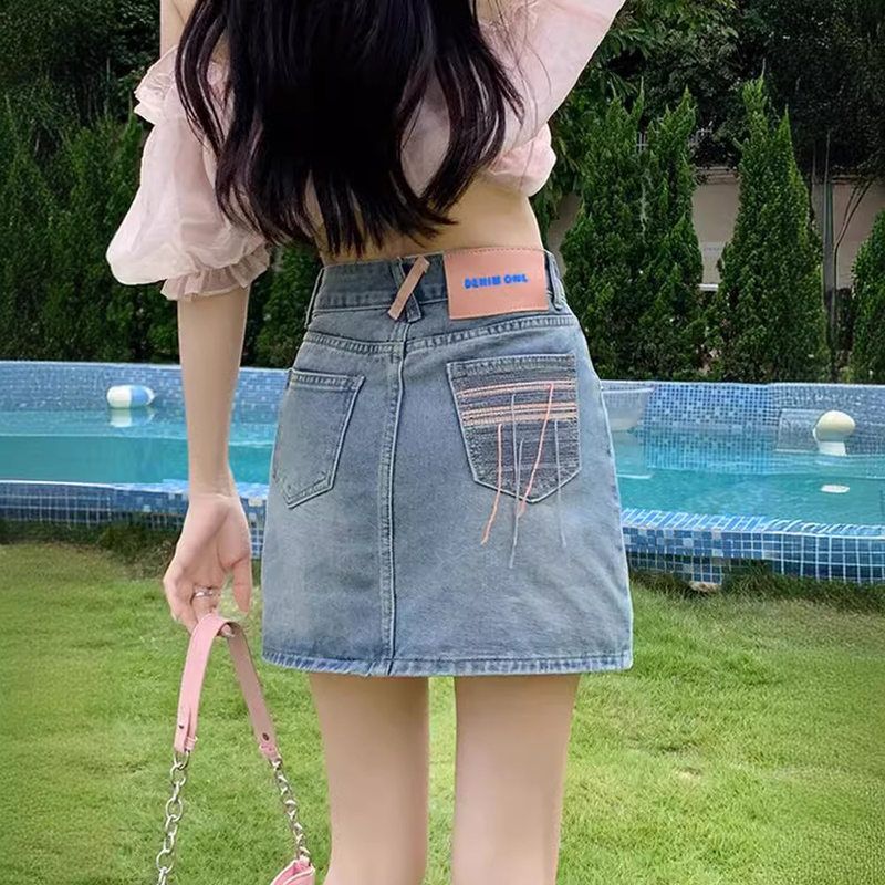 字防走光包臀高腰女夏季复古新款