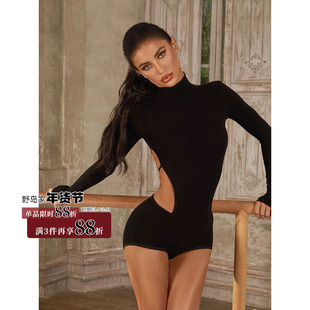 ZYM24090【灵感沙钟】上衣高领气质连体拉丁舞日常练功服女带胸棉