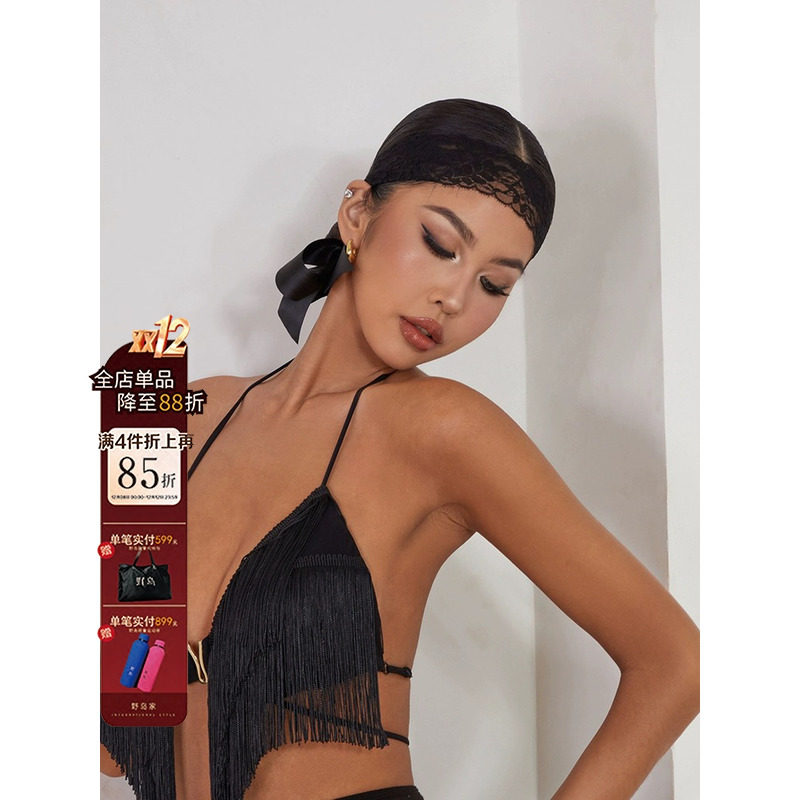 ZYMLSFD02【多姿】缎发带蕾丝拉丁舞配饰配件束发带女绑带式lZYM