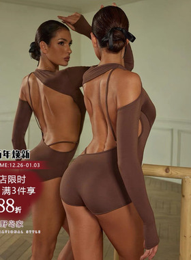 ZYM23118【S.S.S.】露背上衣设计感连体新款拉丁舞练功服女带胸棉