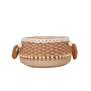 手工diy材料包圆盘软把手提篮4mm麻绳编织制作macrame材料套餐