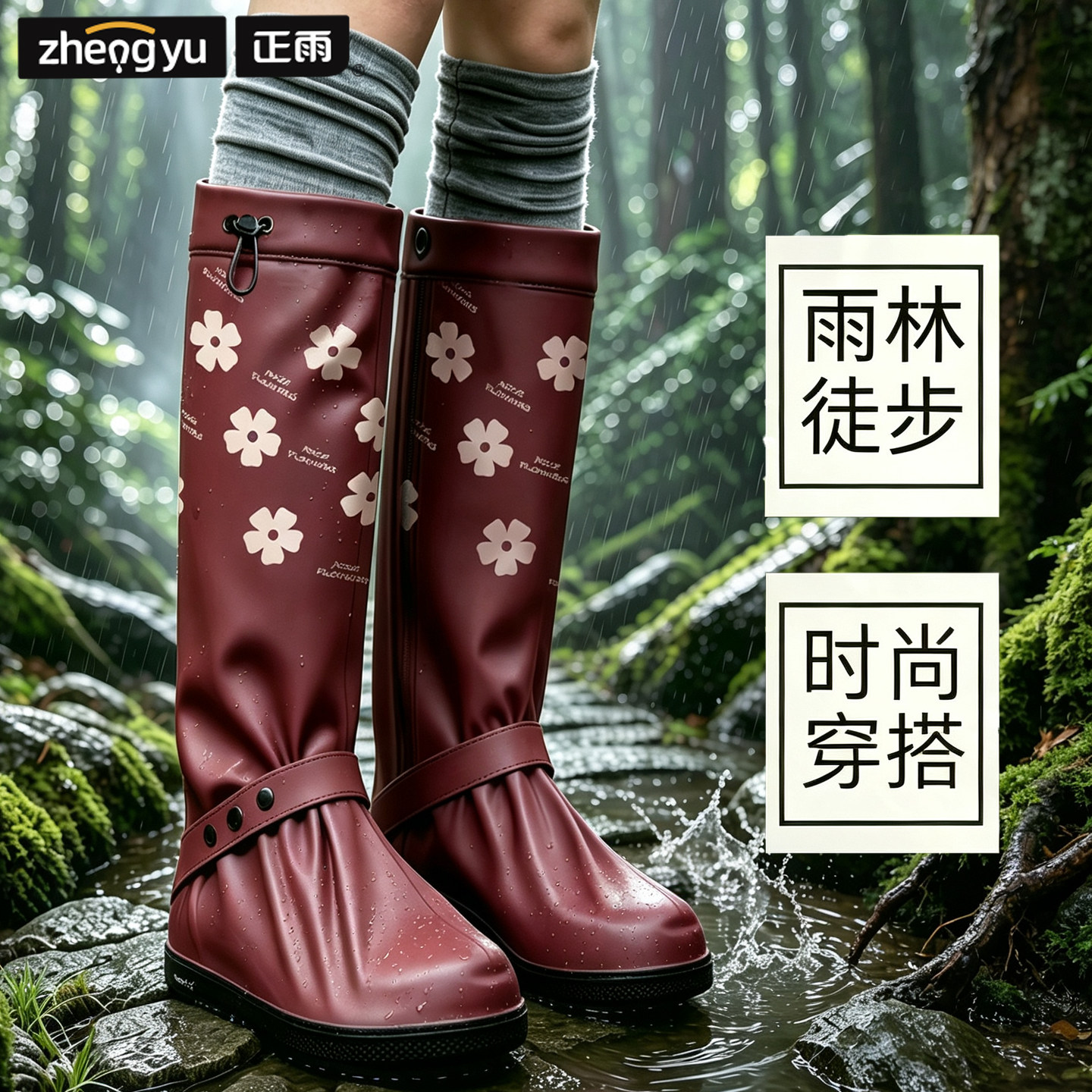 正雨雨鞋套防水防滑加厚耐磨女2026新款水鞋雨天防沙反复使用雨靴