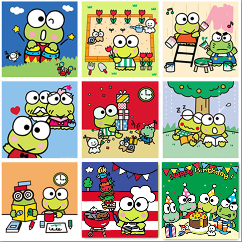 diy卡通可爱动物大眼青蛙系列方圆满钻全贴钻石画点钻小画十字绣