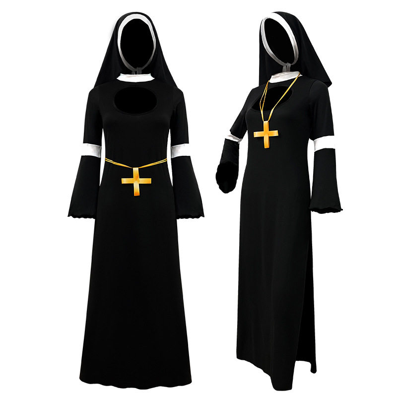 新款万圣节cos修女服装化妆舞会角色扮演修女制服舞台表演服女装