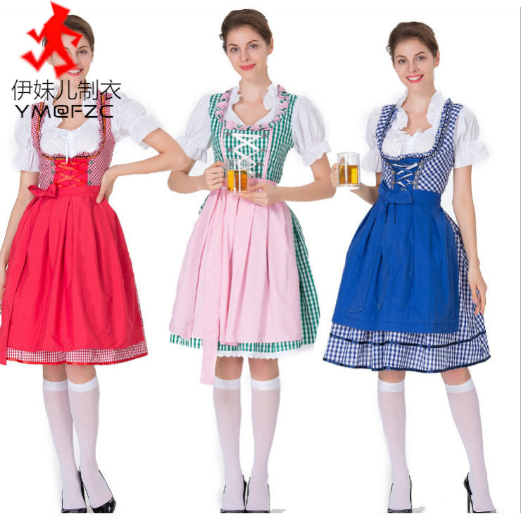 新款实拍加大码万圣节啤酒女郎连衣裙塑身舞台演出服装女佣服装