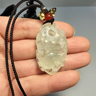 天然玉石岫玉岫岩玉冰料锁骨链鱼