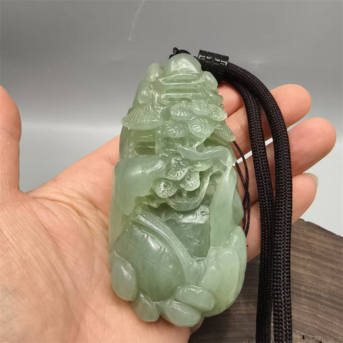 天然玉石岫玉手把石山水风景