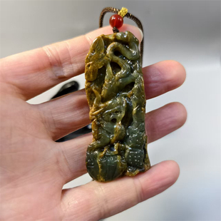 天然玉石岫玉岫岩玉河磨玉透闪石玉手工雕刻钥匙扣吊坠挂件项链龙