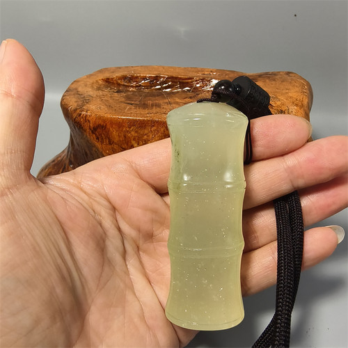 天然玉石岫玉岫岩玉手把件竹节