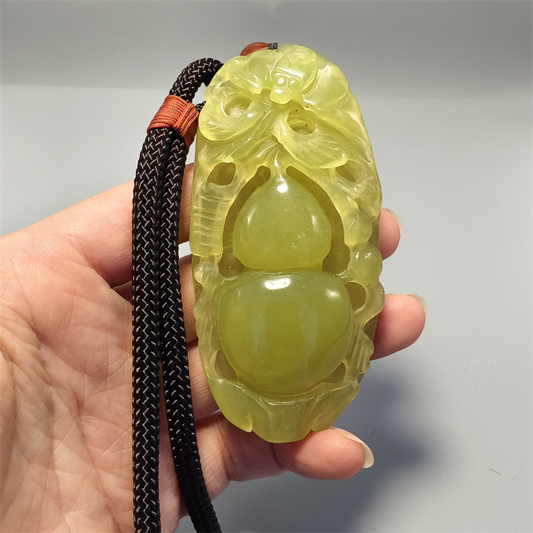 天然玉石岫玉岫岩玉手把件手玩件精雕裸石原石手把石代代富贵葫芦