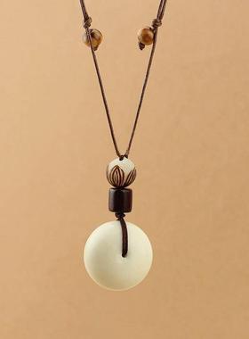 简约毛衣链长款象牙果平安扣