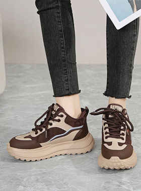 大丫丫大码女鞋41-43春款脚宽脚肥牛皮厚底轻便休闲老爹鞋9655-66