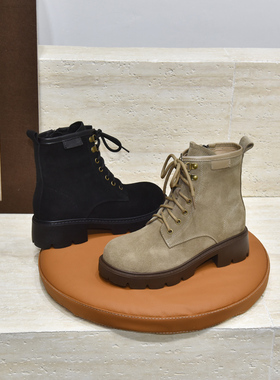 优选大码女鞋41-43款胖脚肥2024秋款真皮时尚中筒马丁靴245-177