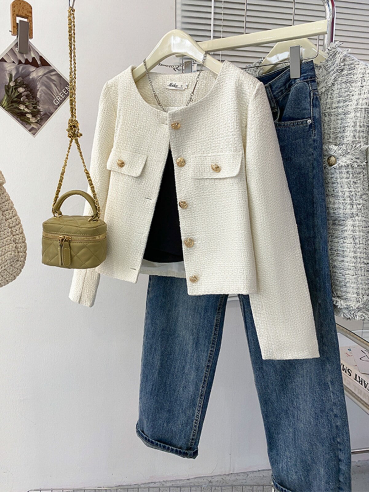 KK·STUDIO FEATURED CELEBRITY TEMPERAMENT SMALL FRAGRANCE SHORT COAT WOMENS AUTUMN HIGH-END JACKET TOP